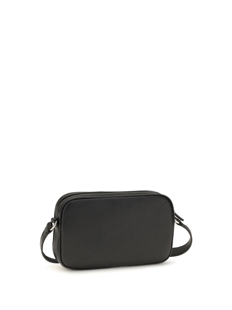 Valentino Garavani Grained Leather Vlogo Crossbody Bag — Black Calf Bos Taurus