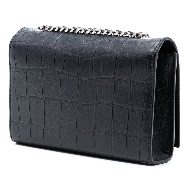 Small Croc Embossed Leather Monogram Kate Tassel Crossbody - Image 2