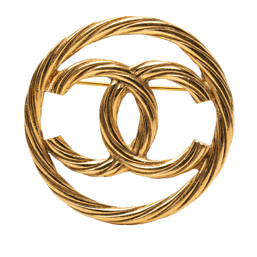 CC Gold Plated Round Brooch - Image 1