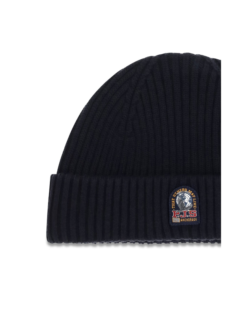 Parajumpers 26wpahaha70pal Ribbed Knit Logo Beanie — Navy Beanies