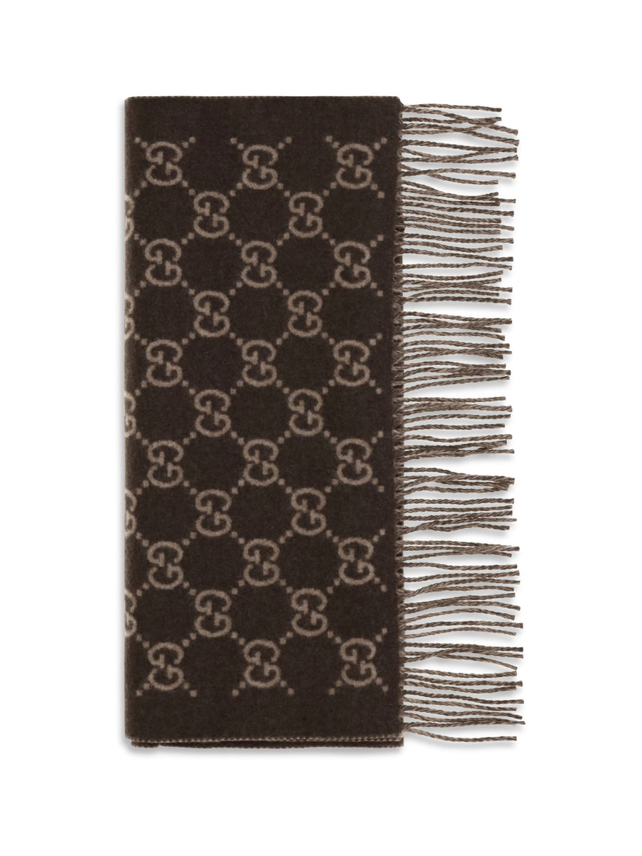 Gucci Gg Cashmere Scarf — Brown Kashmir/capra Hircus Scarfs