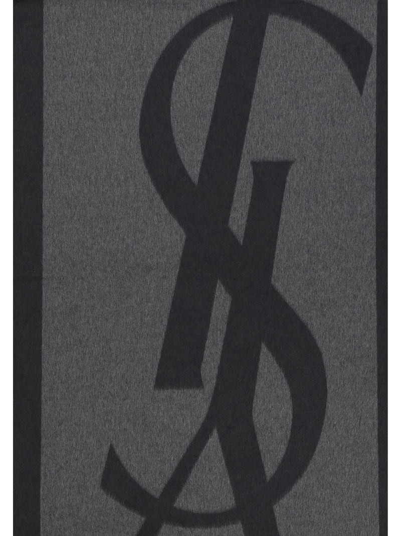 Saint Laurent Cassandre Scarf — Gray Silk Scarfs
