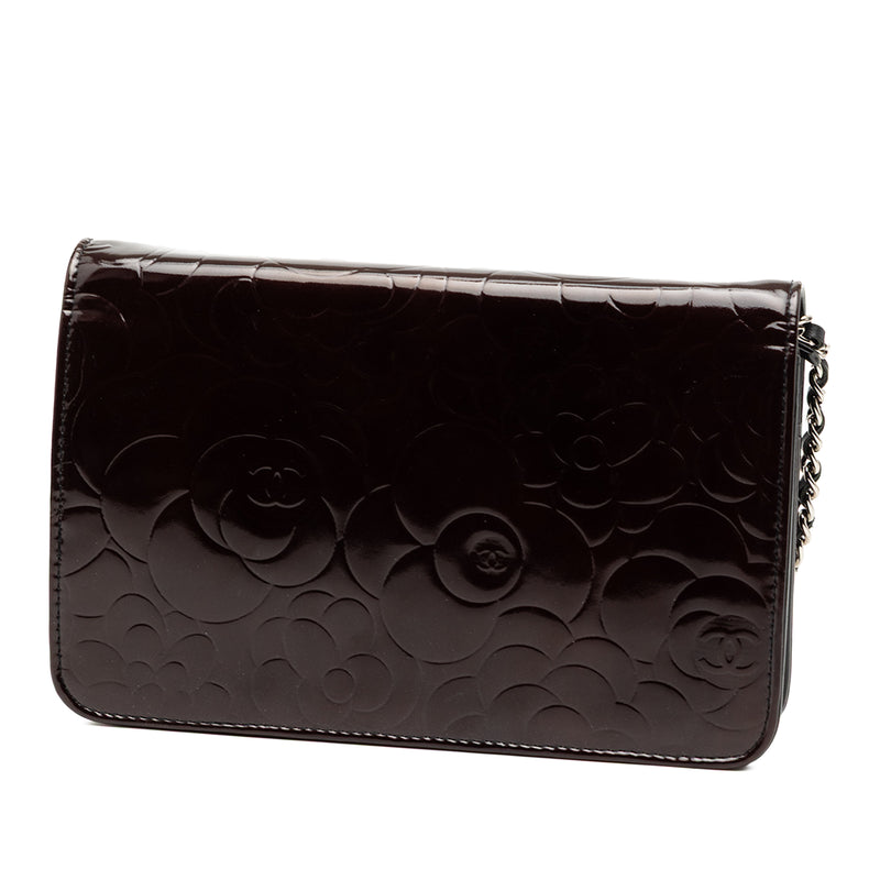 CC Embossed Patent Camellia Wallet On Chain - Image 2