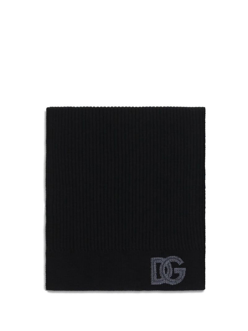 Dolce & Gabbana Ribbed Virgin Wool Scarf — Black Scarfs
