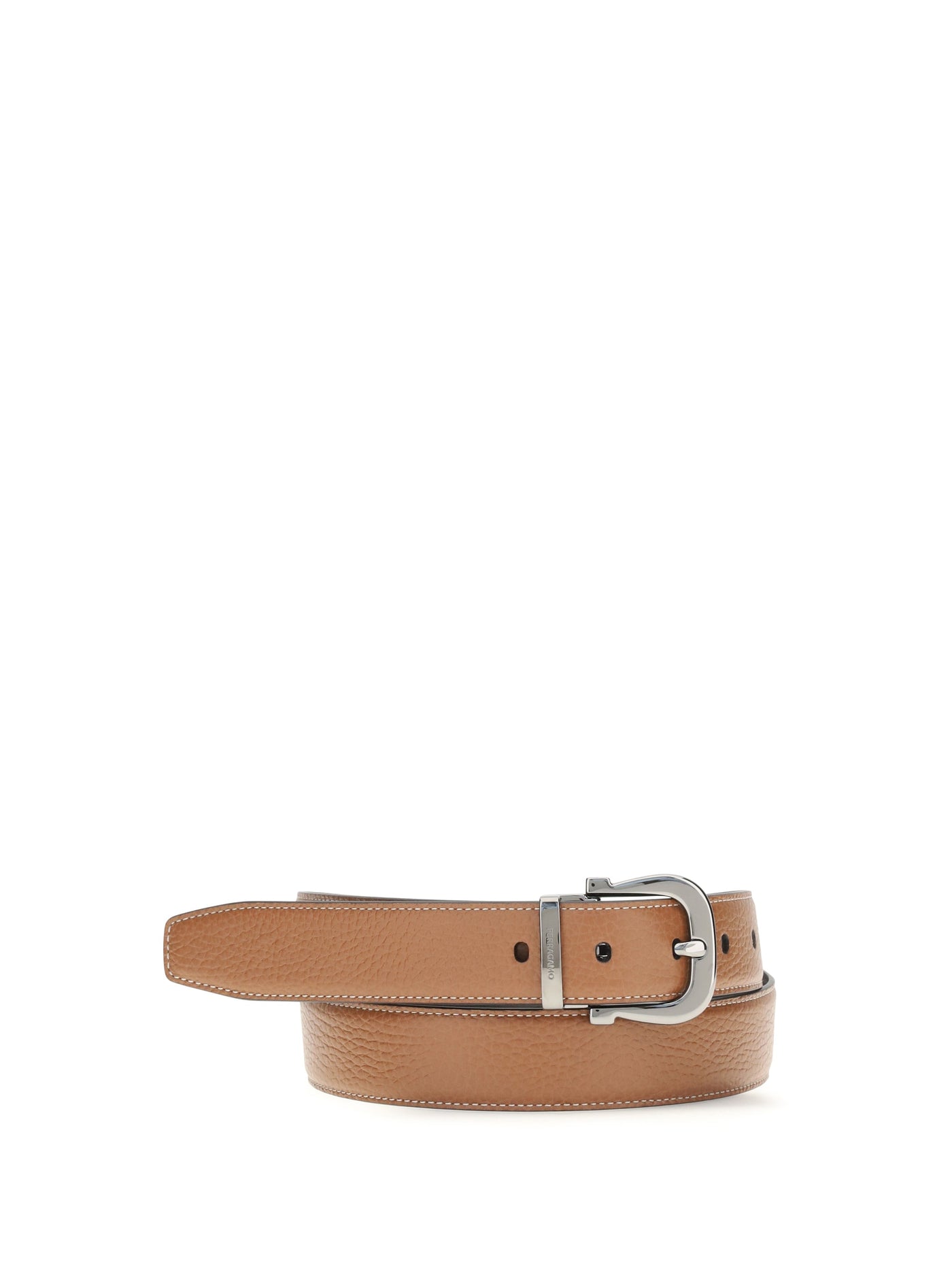Ferragamo Gancini Belt — Brown Calf Leather Bos Taurus