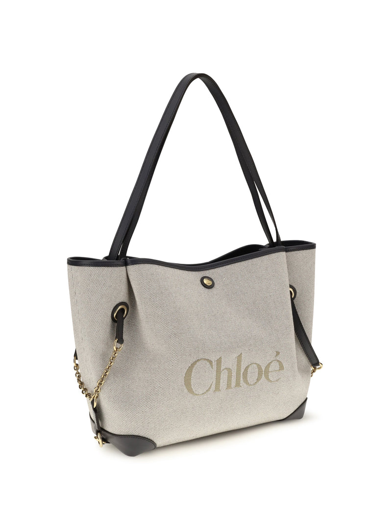Chloé Canvas Tote Shoulder Bag — Black Cotton