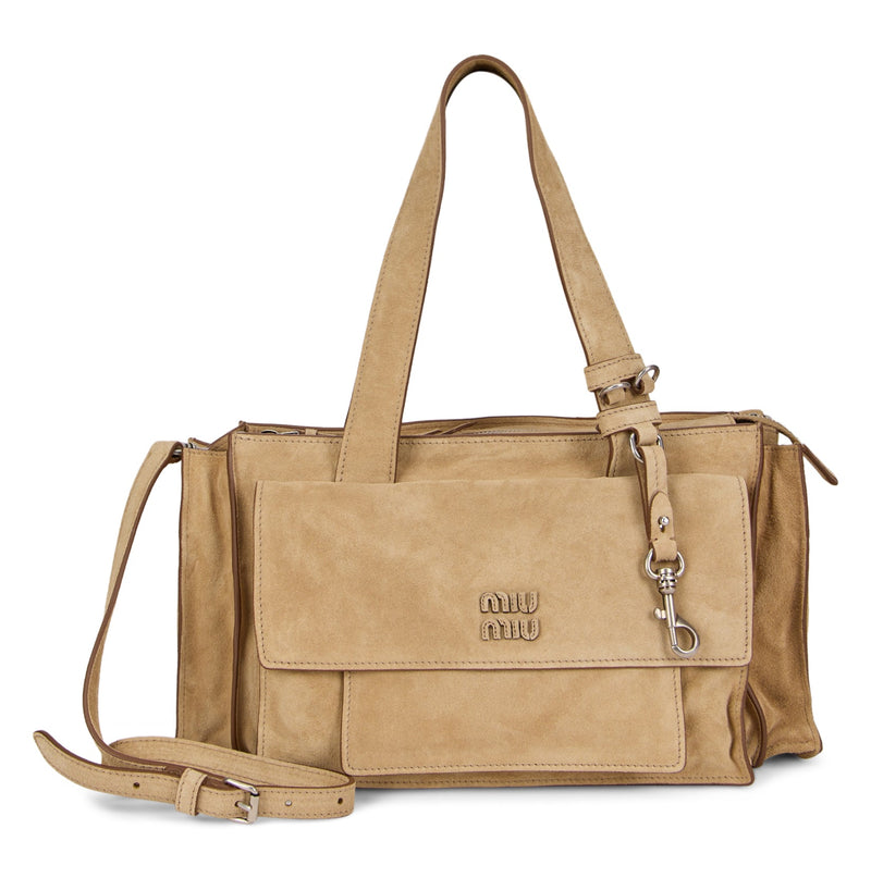 Miu Miu Calfskin Shoulder Bag — Beige