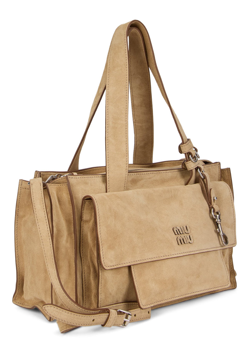 Miu Miu Calfskin Shoulder Bag — Beige