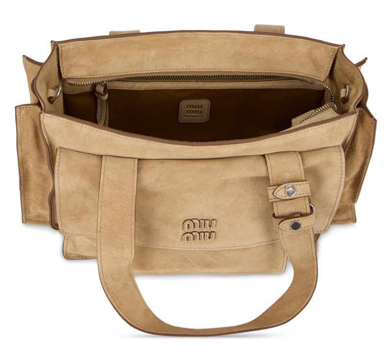 Miu Miu Calfskin Shoulder Bag — Beige