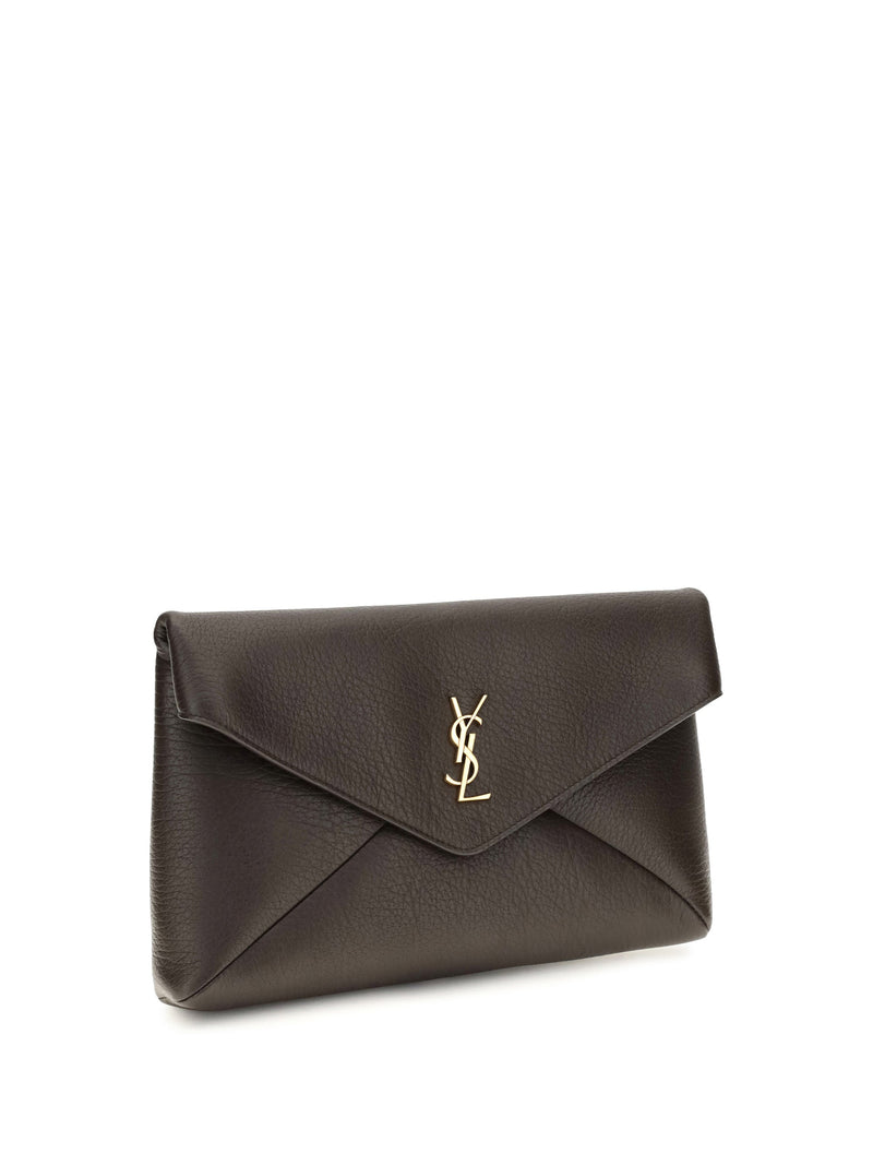 Saint Laurent Busta Pouch Wallet — Brown Lamb Ovis Aries