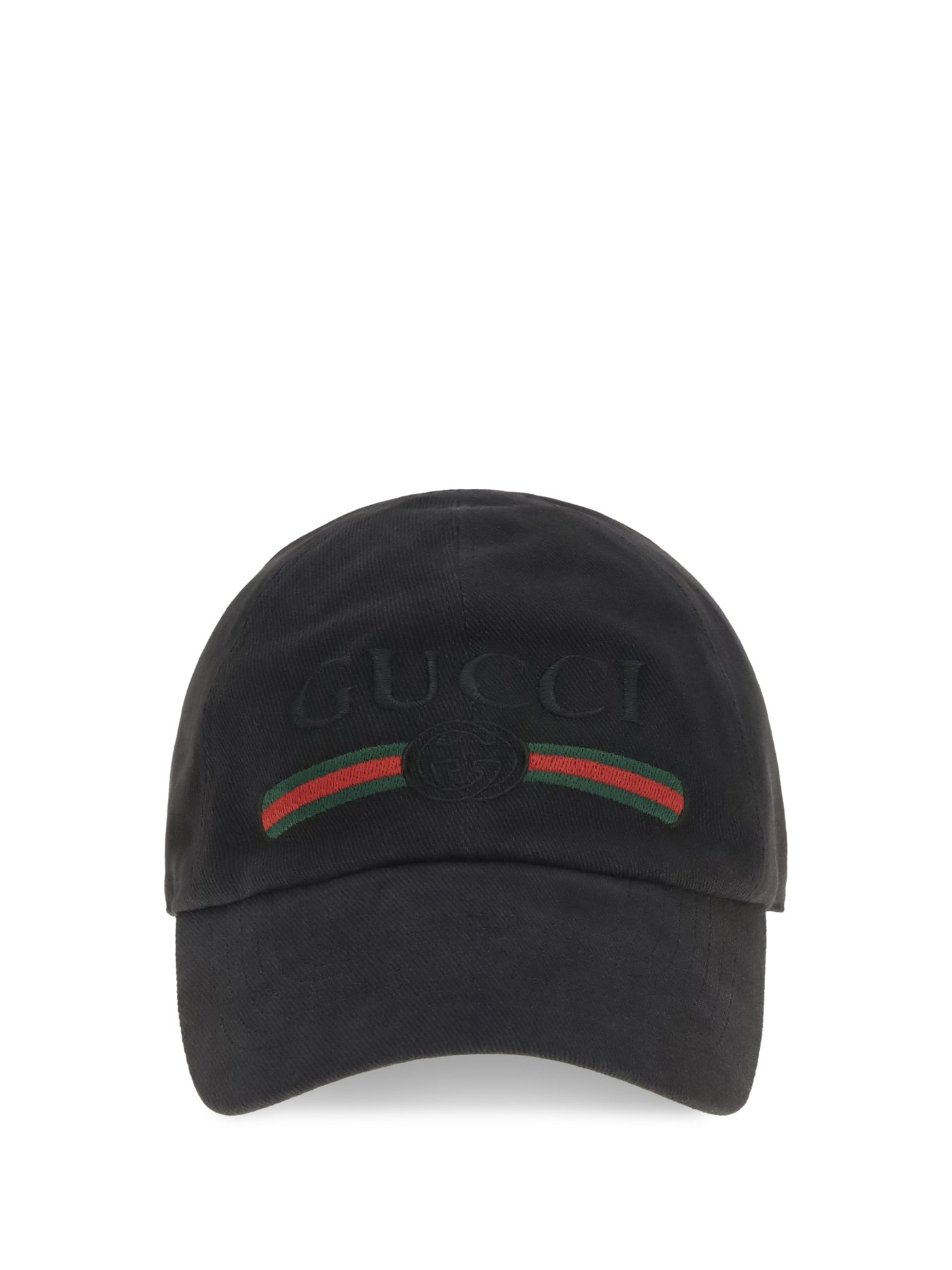 Gucci 8757364hbkg Logo-Embroidered Cotton Baseball Cap — Black Caps
