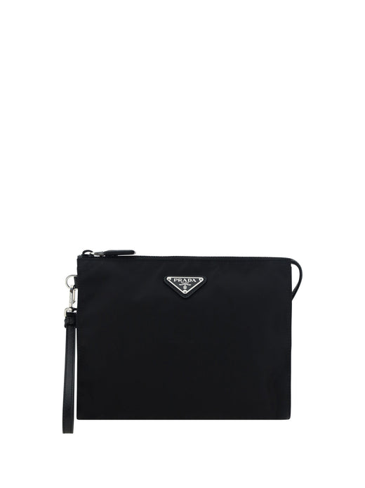 Prada Logo Nylon Pouch — Black Polyamide Wallet