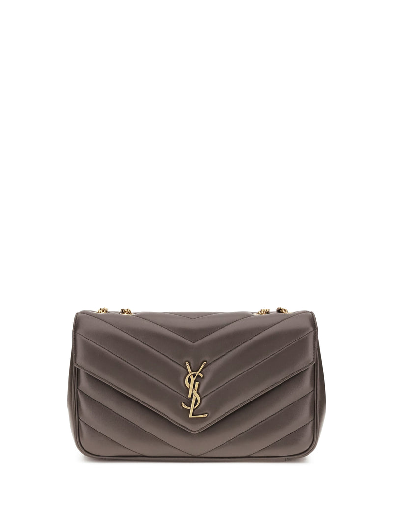Saint Laurent Loulou Shoulder Bag — Gray Lambskin