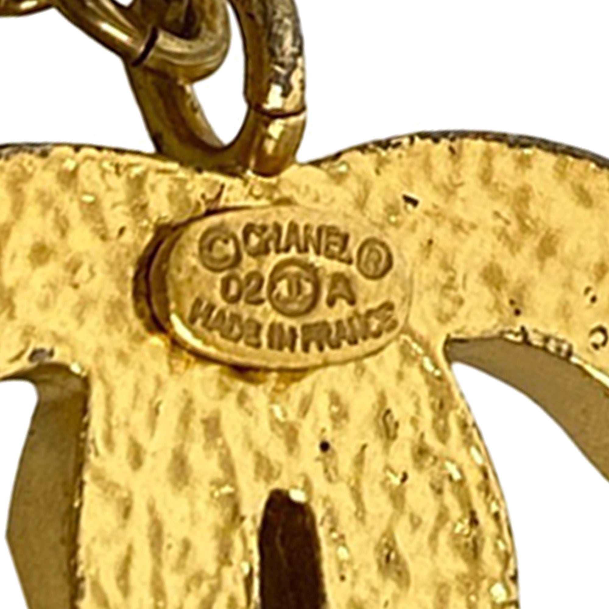 Gold Plated Rhinestone CC and Camellia Hat Pendant Necklace - Image 3