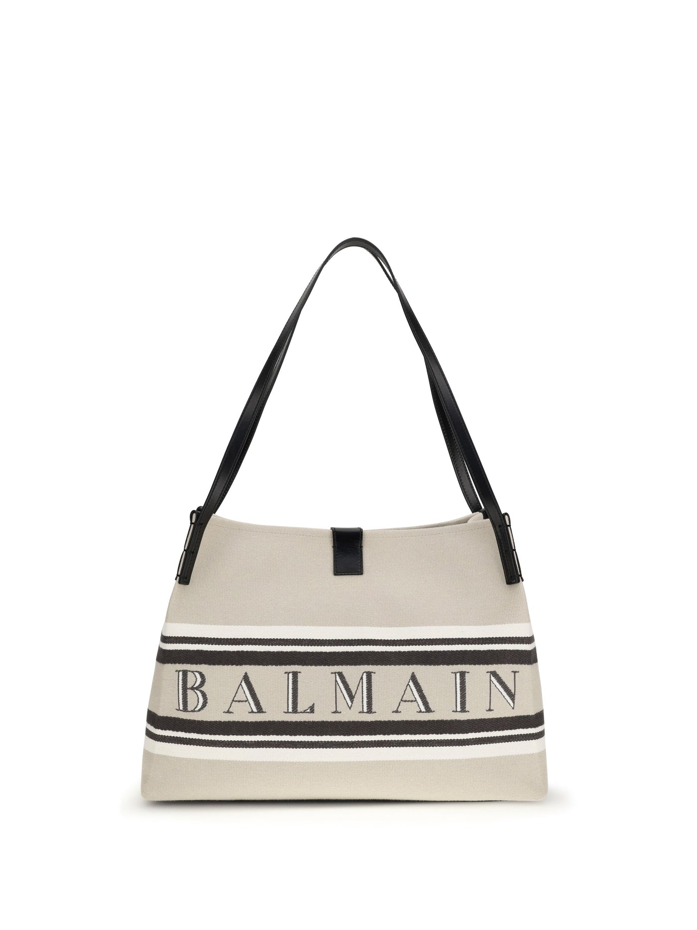 Balmain Release Shoulder Bag — Beige Cotton; Polyester