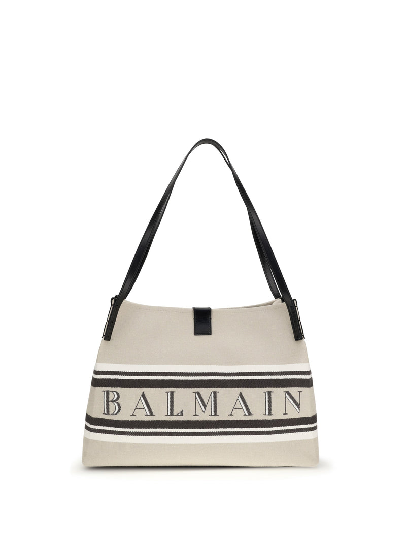 Balmain Release Shoulder Bag — Beige Cotton