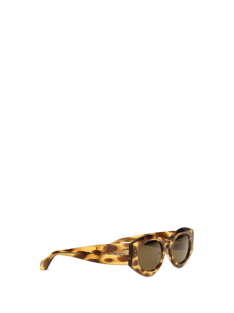 Alaïa Aa0080s006 Oval Acetate Sunglasses — Brown