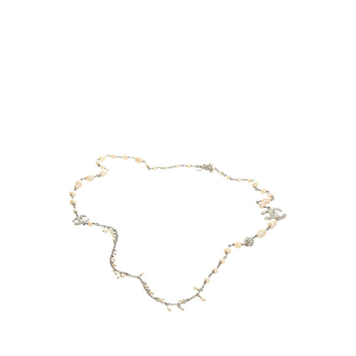 CC Brass Strass Faux Pearl Baroque Chain Long Necklace - Image 1