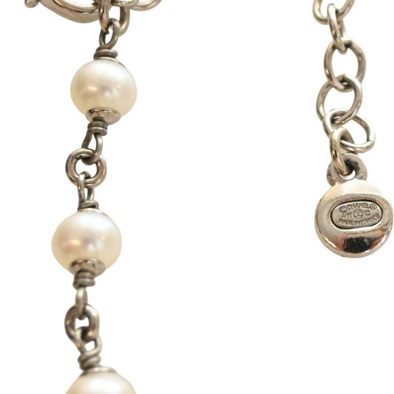 CC Brass Strass Faux Pearl Baroque Chain Long Necklace - Image 3
