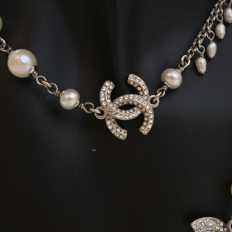 CC Brass Strass Faux Pearl Baroque Chain Long Necklace - Image 7