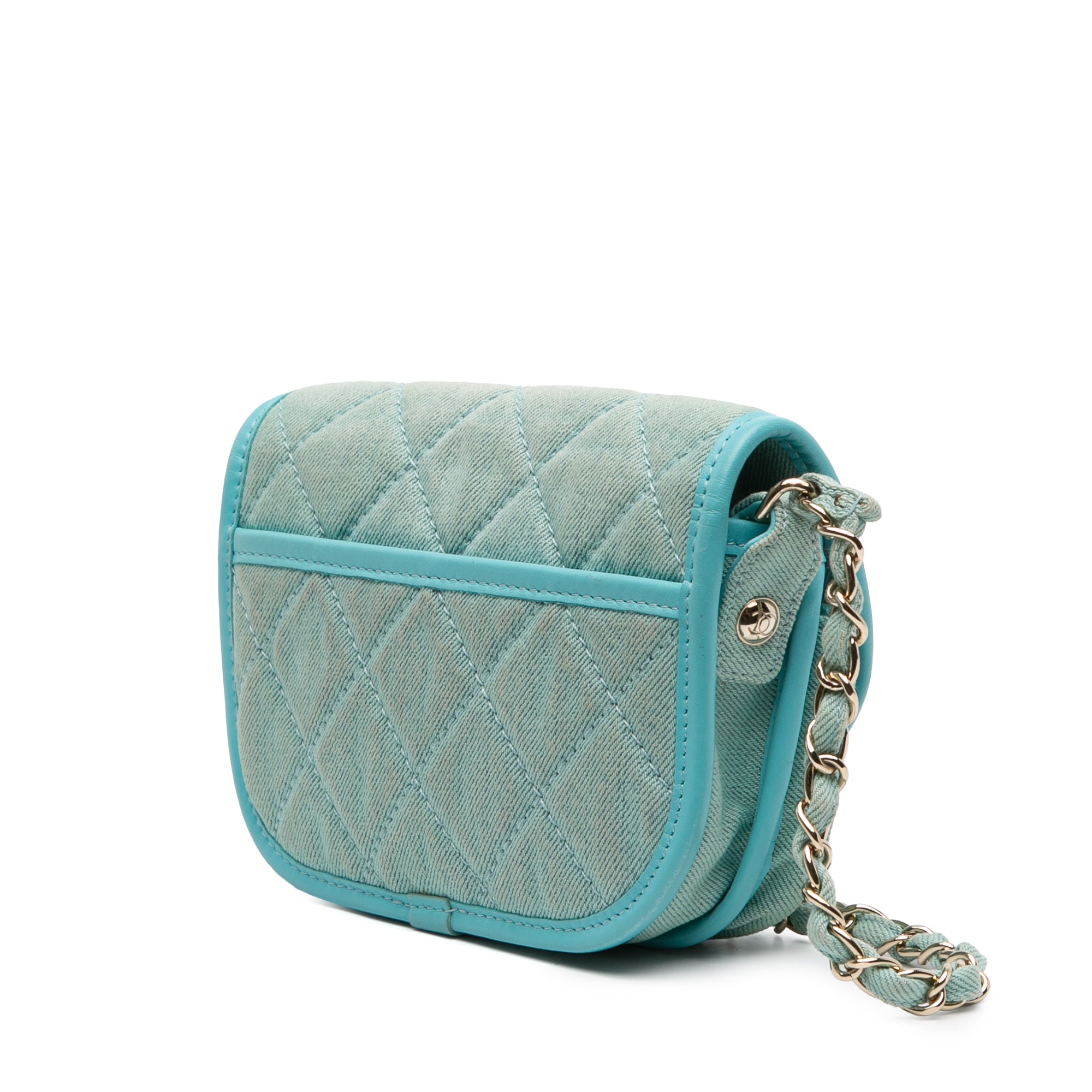 Mini CC Quilted Denim Messenger Flap - Image 2