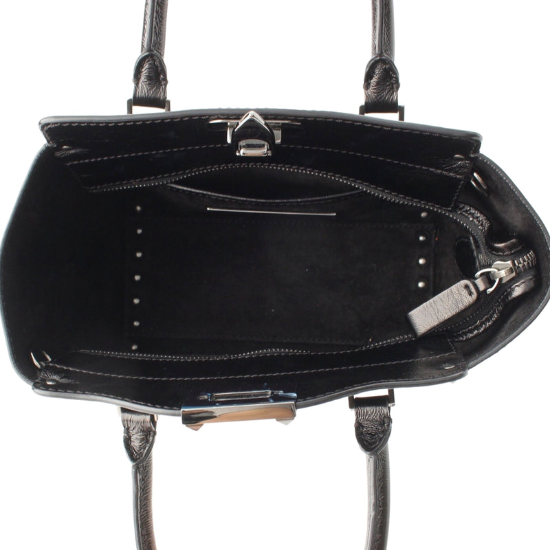 Small Crinkled Calfskin Rockstud Double Handle Tote - Image 4
