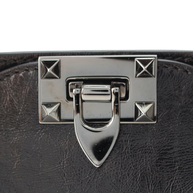 Small Crinkled Calfskin Rockstud Double Handle Tote - Image 9