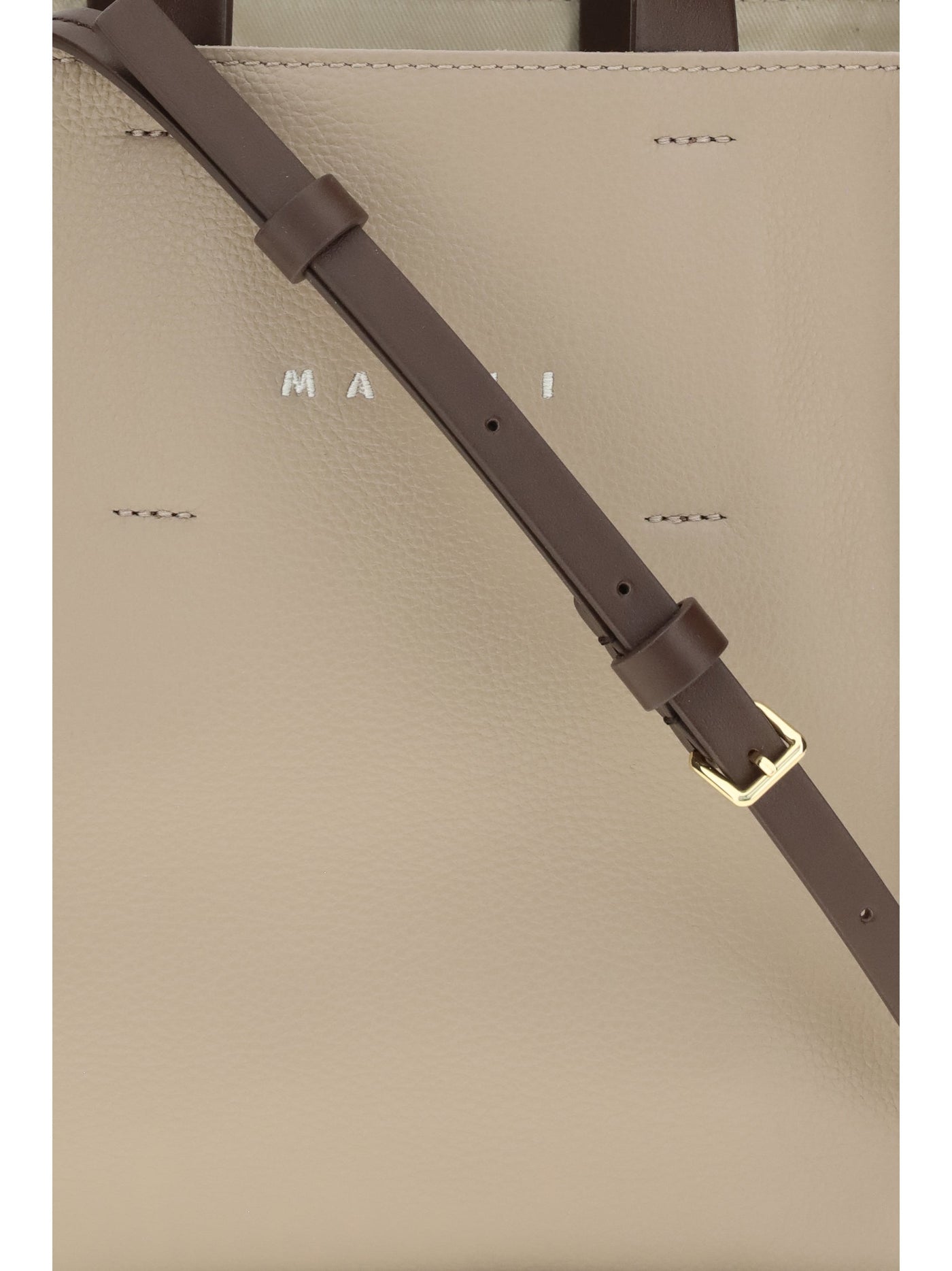 Marni Museo Mini Top Handle Bag — Beige Calf Leather