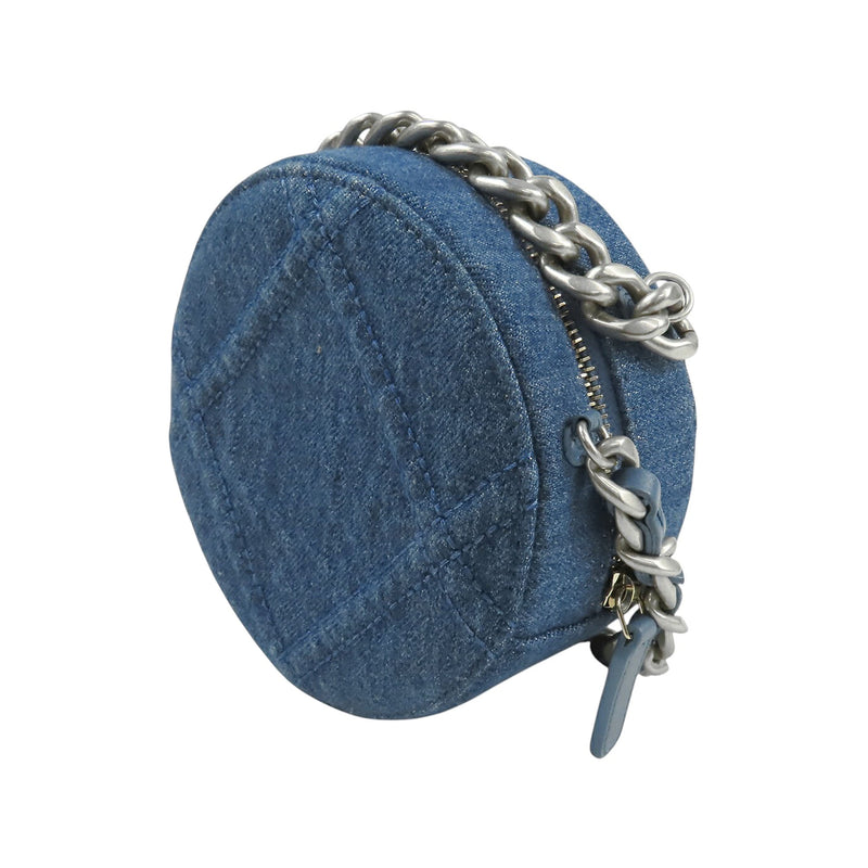 Denim 19 Round Clutch with Chain - Image 2