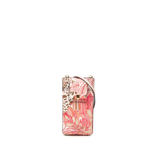 Floral Printed Leather Vara Bow Phone Pouch - Image 1