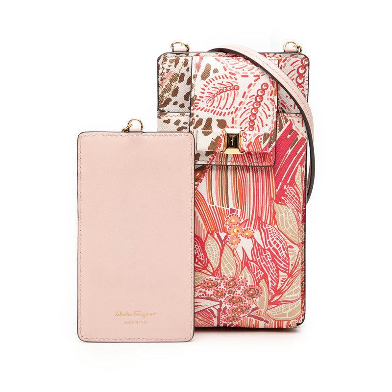 Floral Printed Leather Vara Bow Phone Pouch - Image 8
