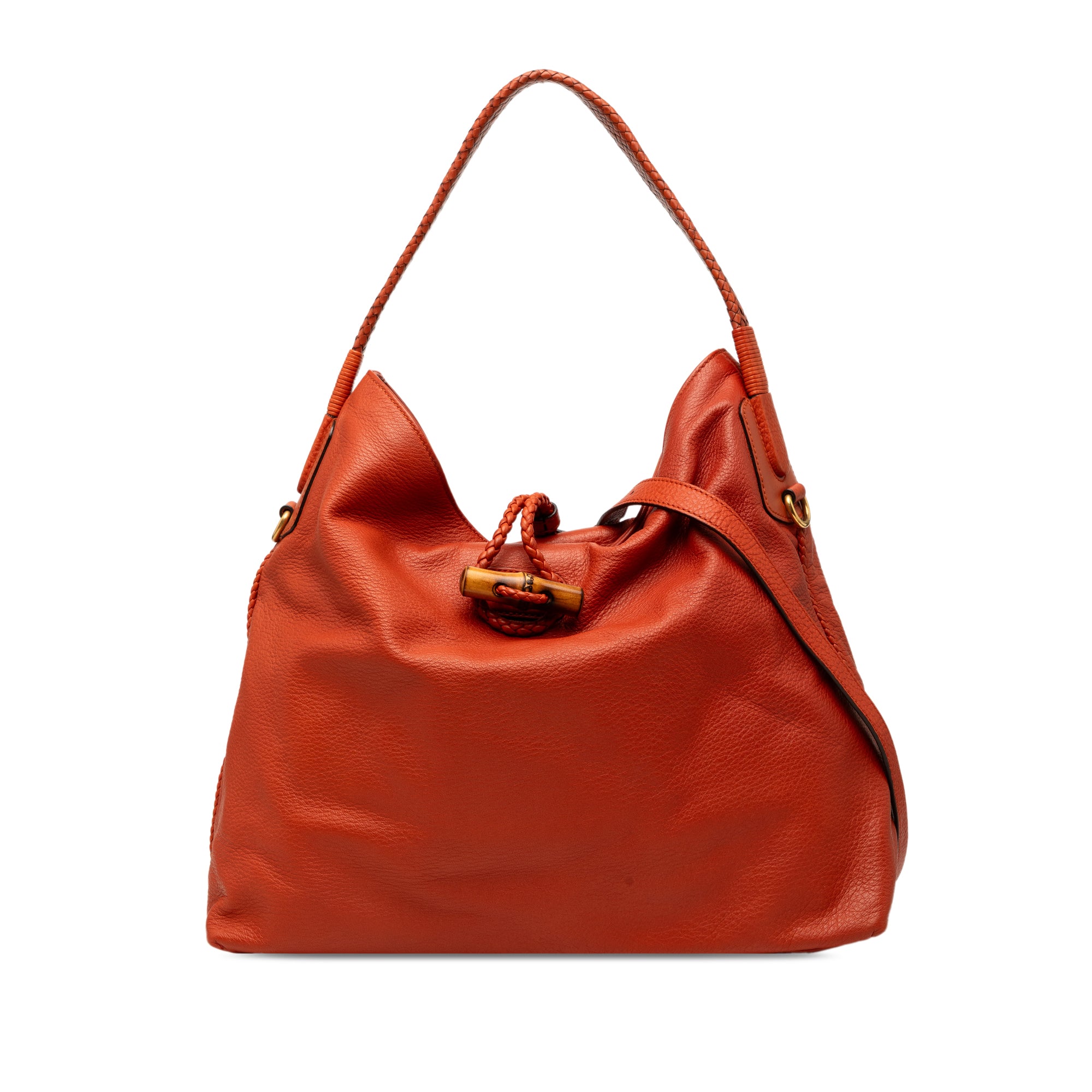 Calfskin Hip Bamboo Satchel - Image 1
