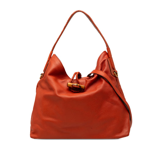 Calfskin Hip Bamboo Satchel - Image 1