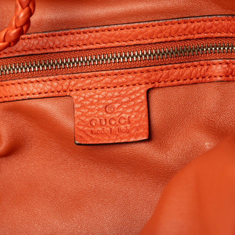 Calfskin Hip Bamboo Satchel - Image 5