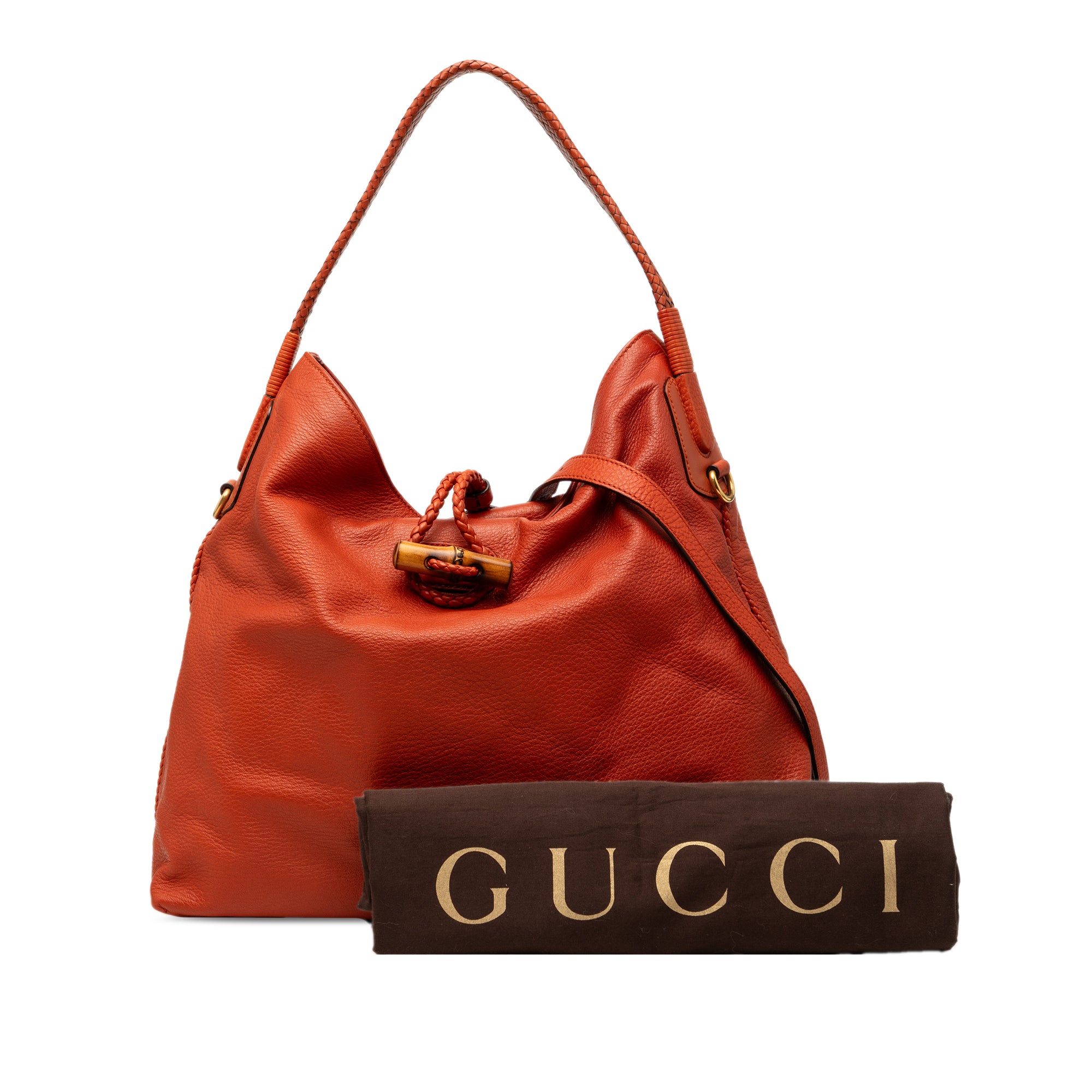 Calfskin Hip Bamboo Satchel - Image 8