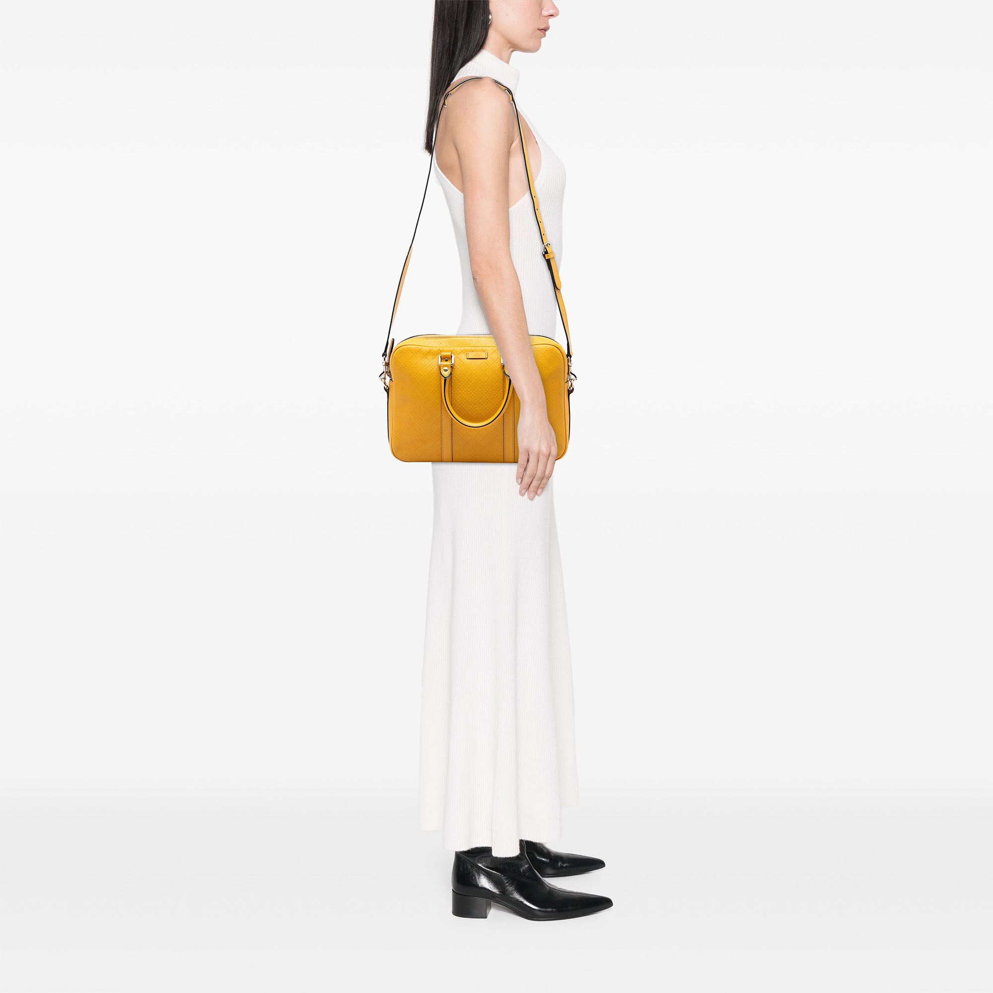 Medium Diamante Bright Leather Business Bag - Image 5