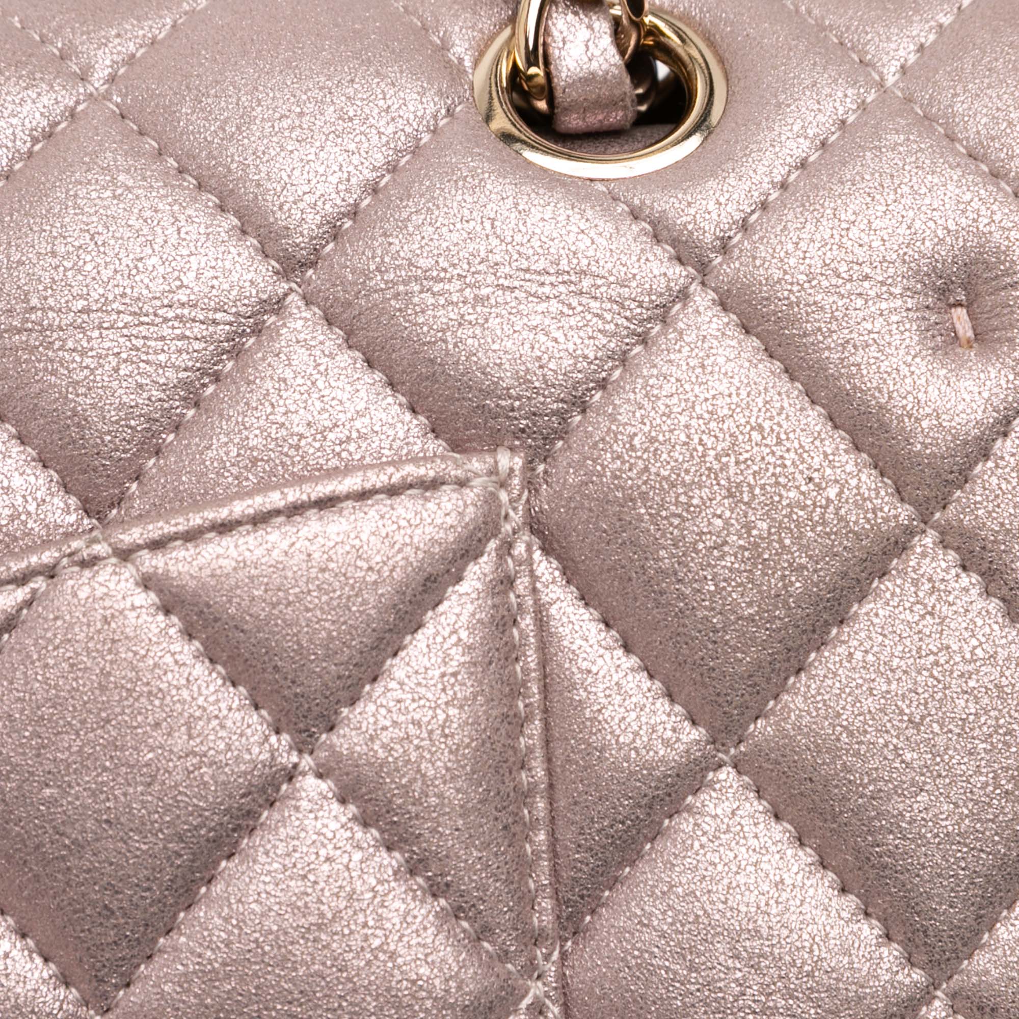 Medium Classic Iridescent Lambskin Double Flap - Image 9