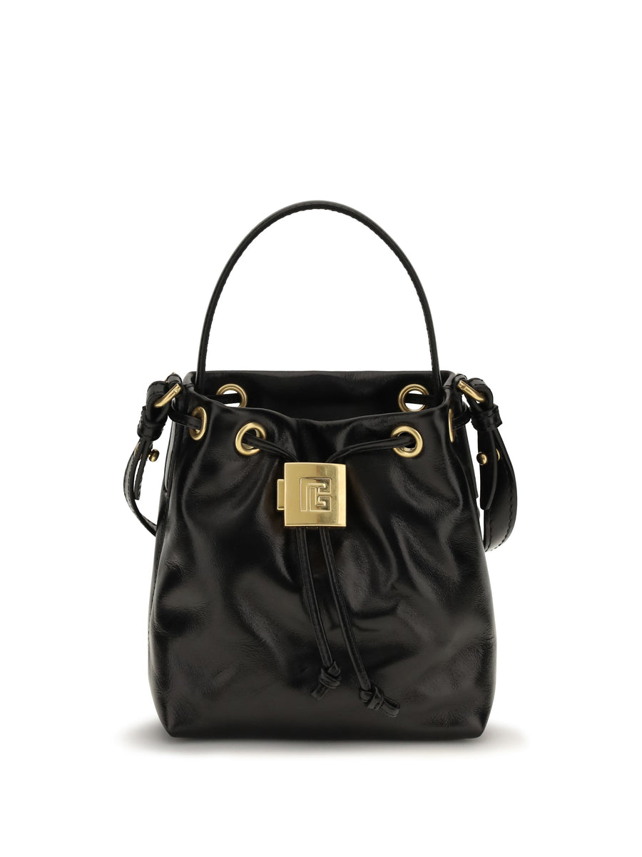 Balmain Pulse Bucket Bag — Black Calf Leather Bos Taurus