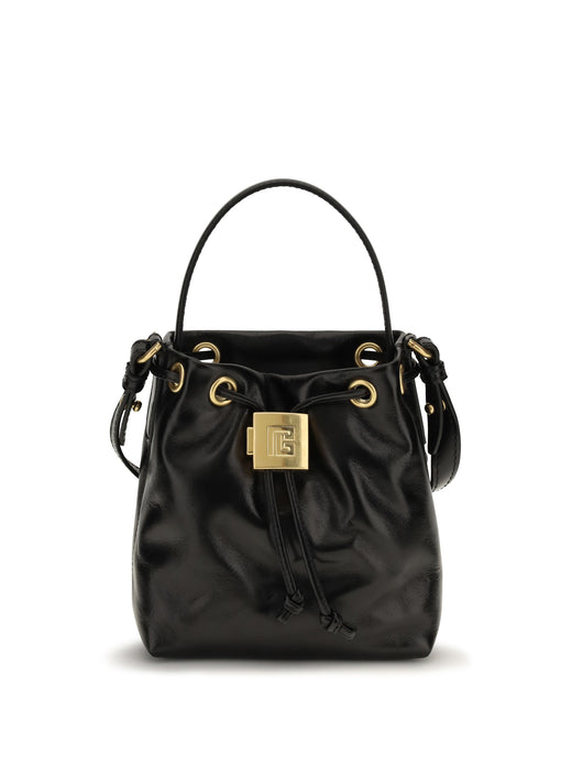 Balmain Pulse Bucket Bag — Black Calf Leather