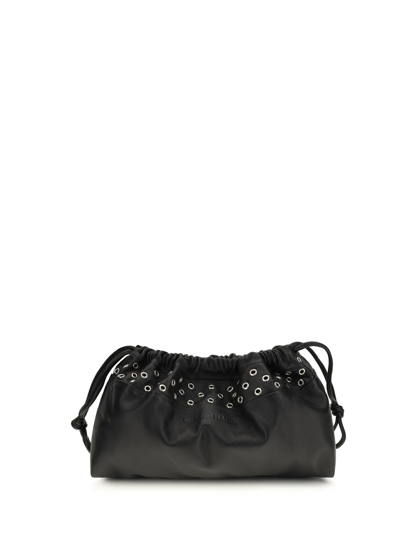 Pierre Hardy Eyelet-Adorned Calfskin Clutch — Black Calf Leather Bos Taurus