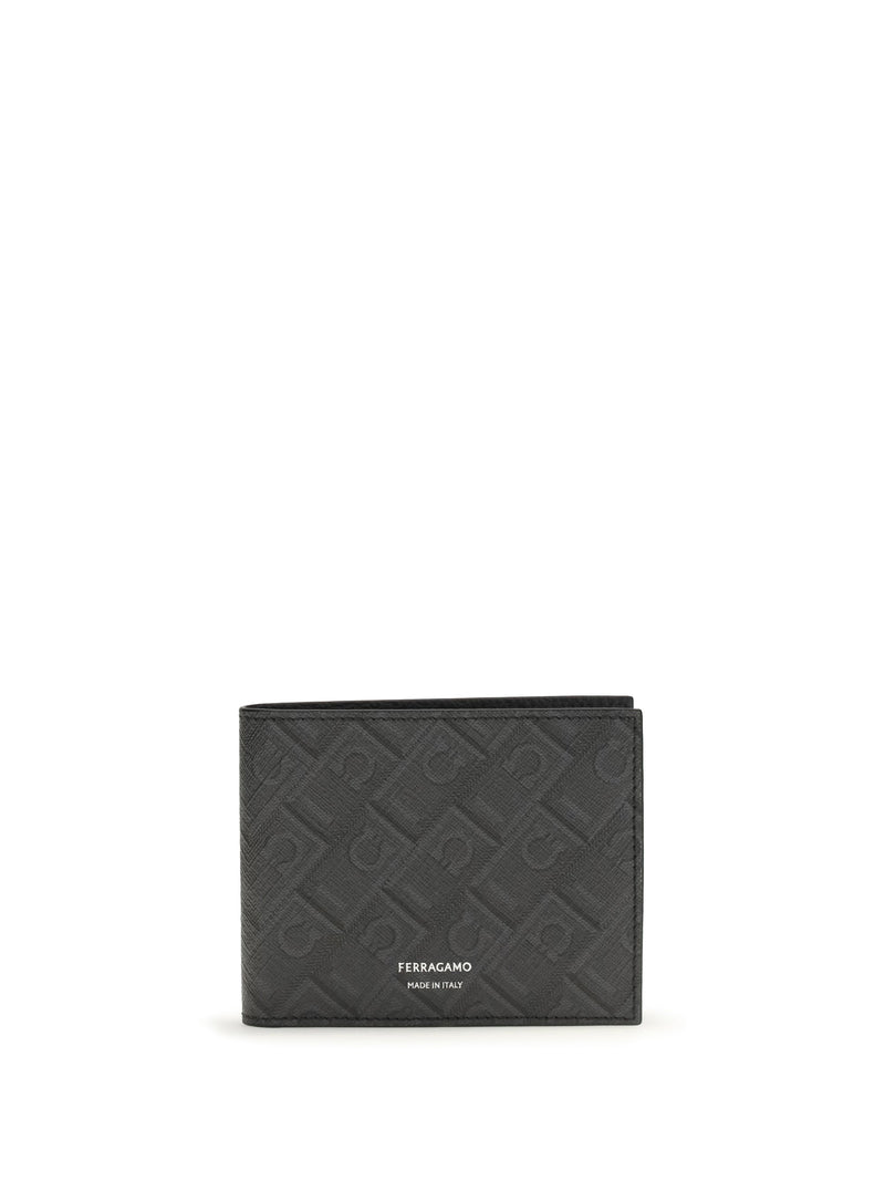 Ferragamo Hammered Calfskin Wallet — Gray Calf Leather