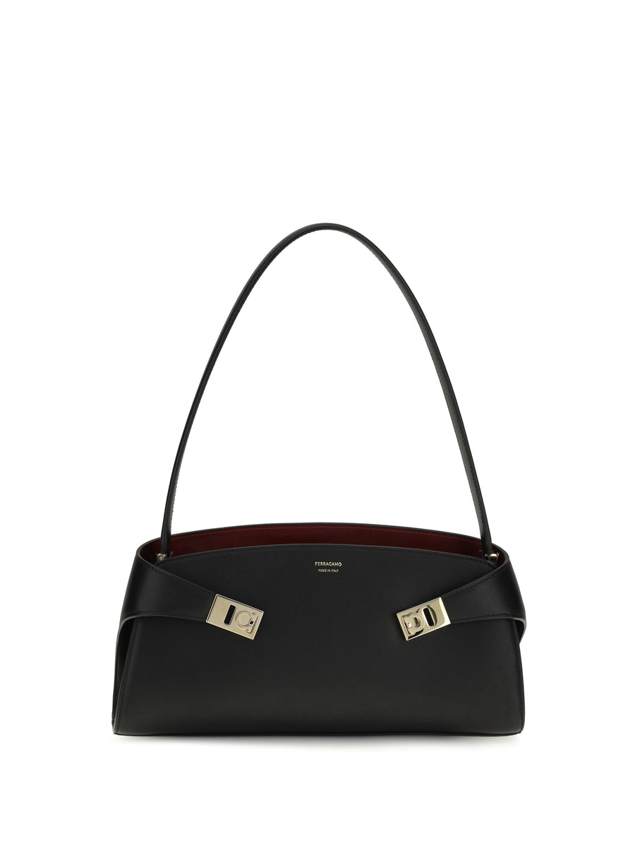 Ferragamo Hug Shoulder Bag — Black Calf Leather Bos Taurus