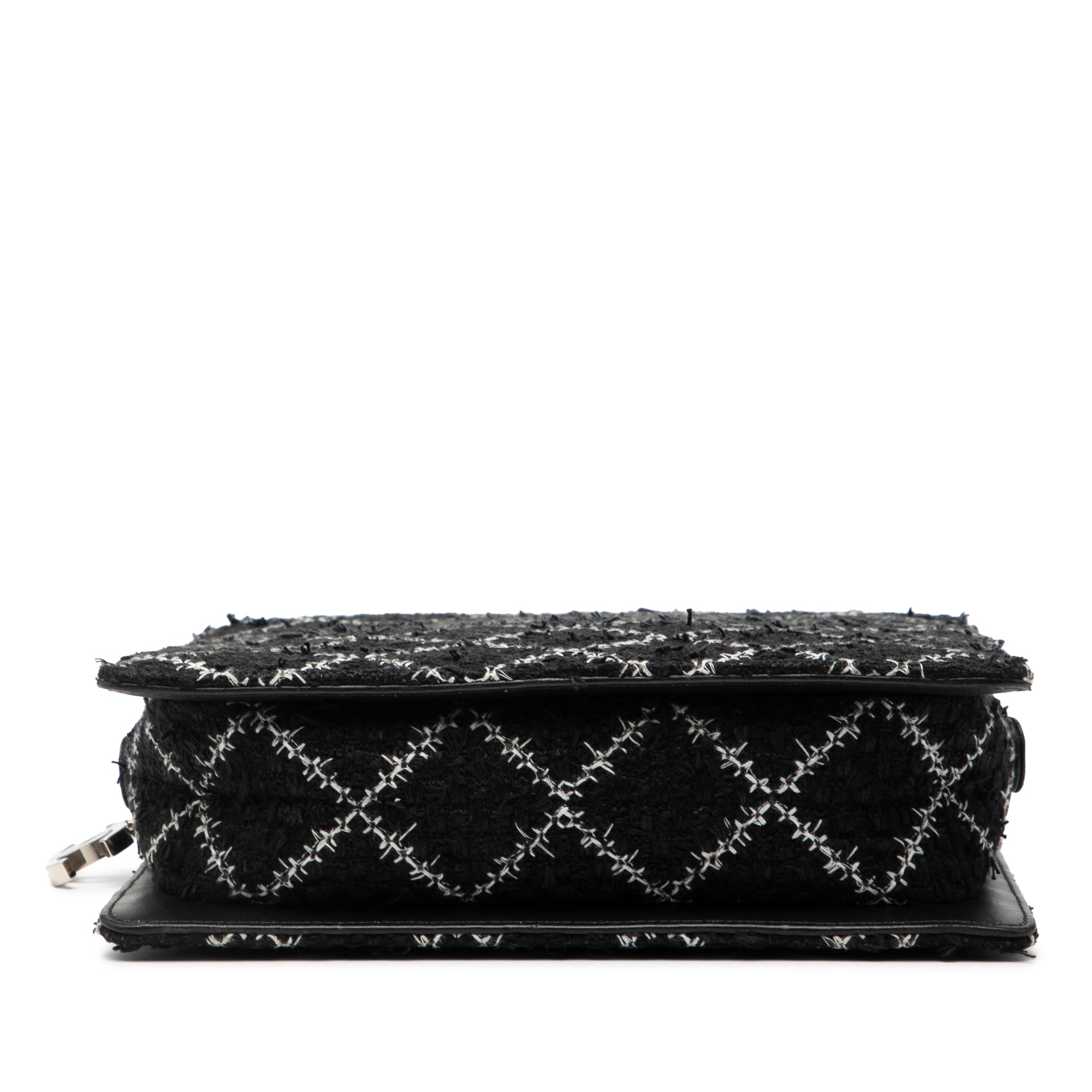 Tweed and Resin Zipped Chain Shopping Bag - Image 3