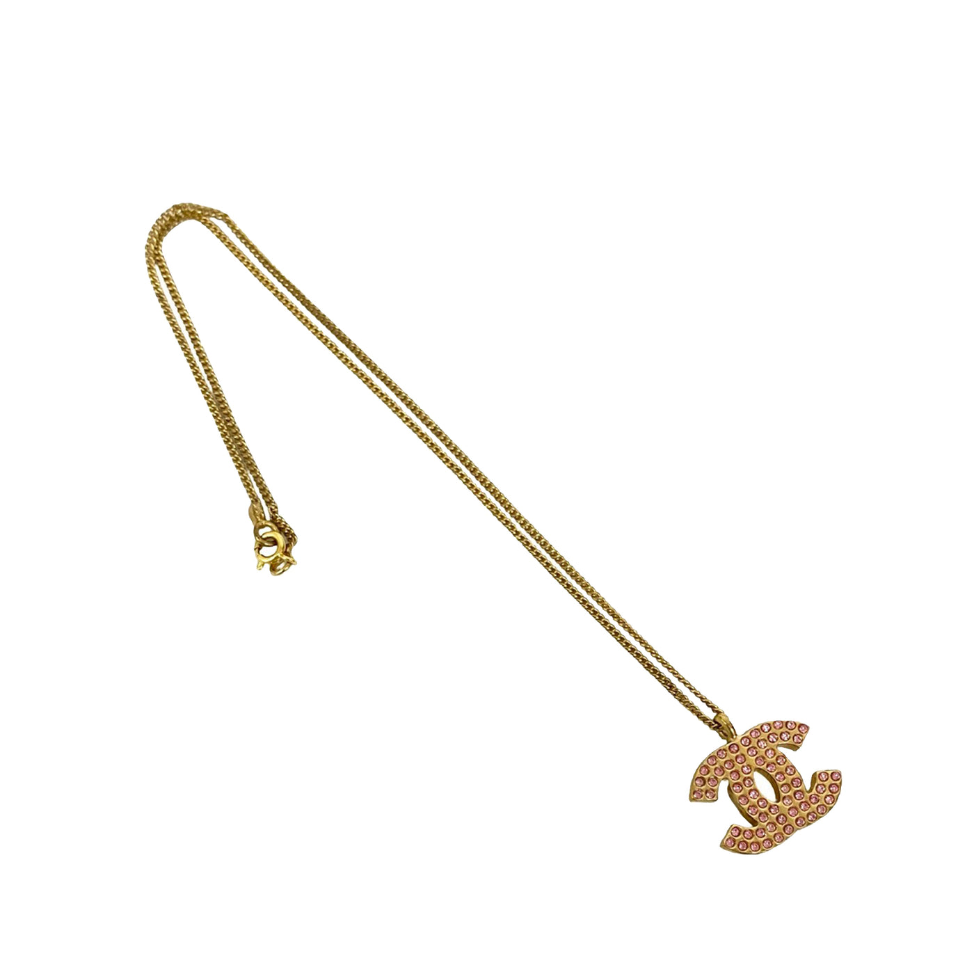 CC Gold Plated Rhinestone Pendant Necklace - Image 1