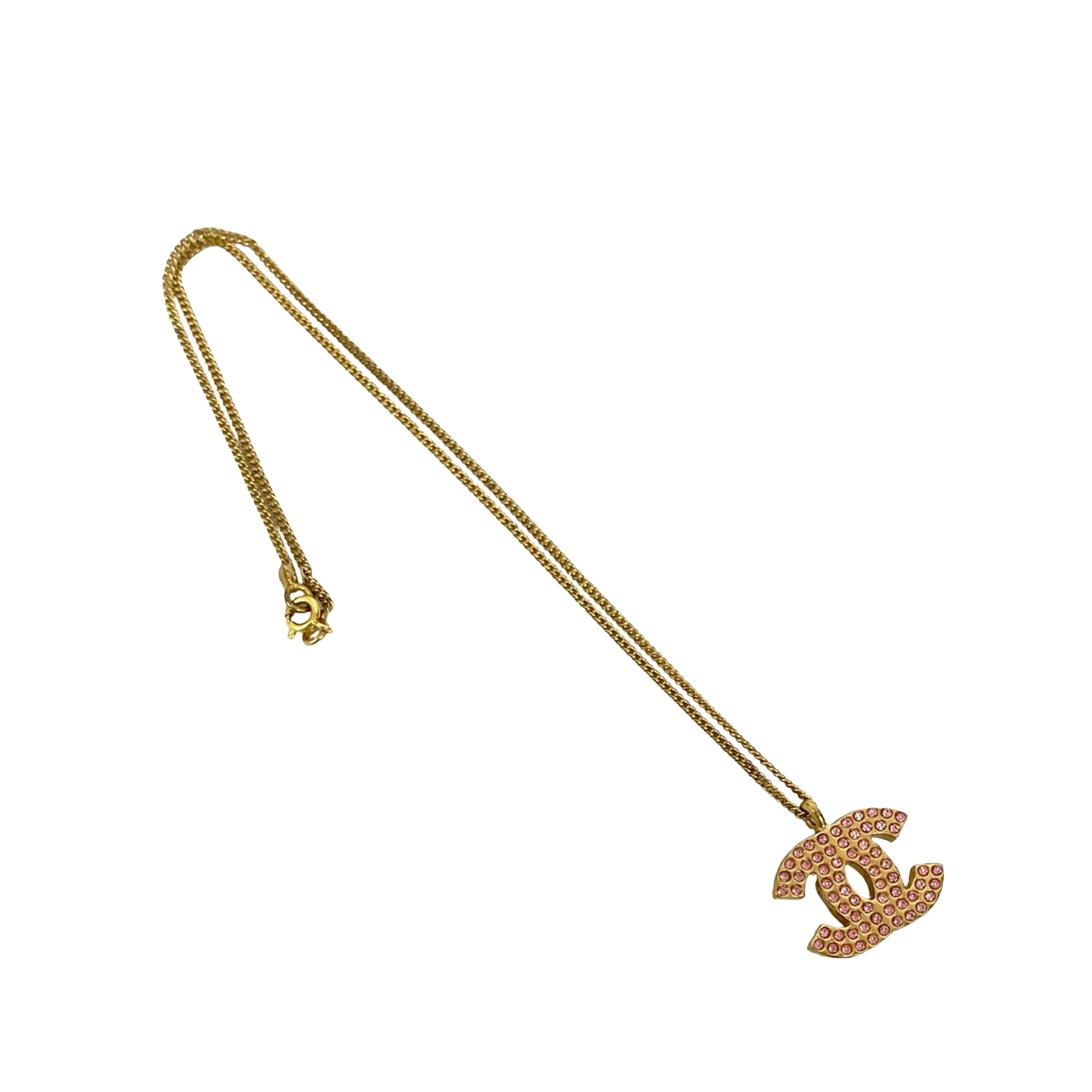 CC Gold Plated Rhinestone Pendant Necklace - Image 1