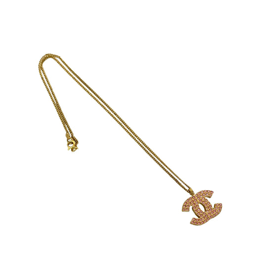 CC Gold Plated Rhinestone Pendant Necklace - Image 1