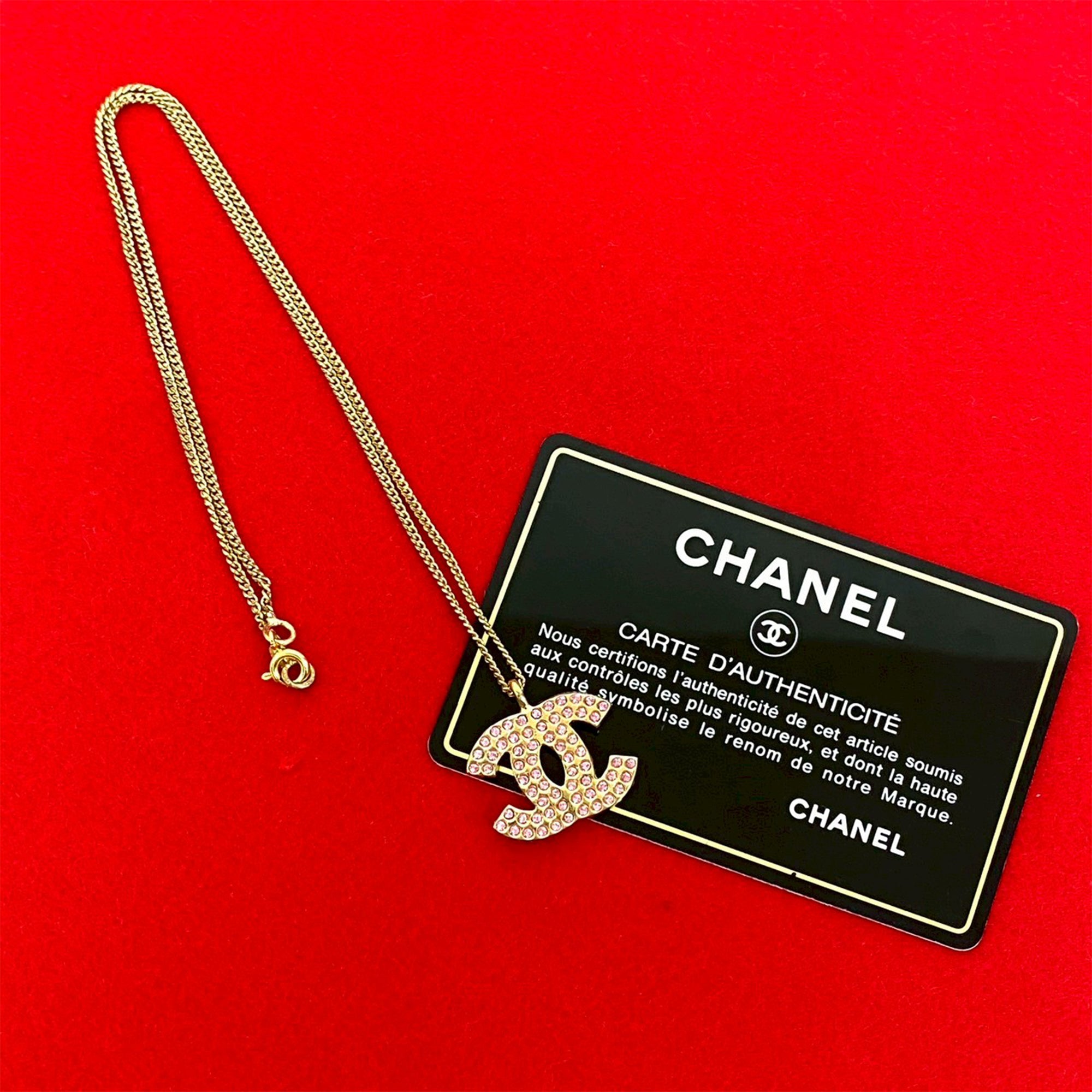 CC Gold Plated Rhinestone Pendant Necklace - Image 4