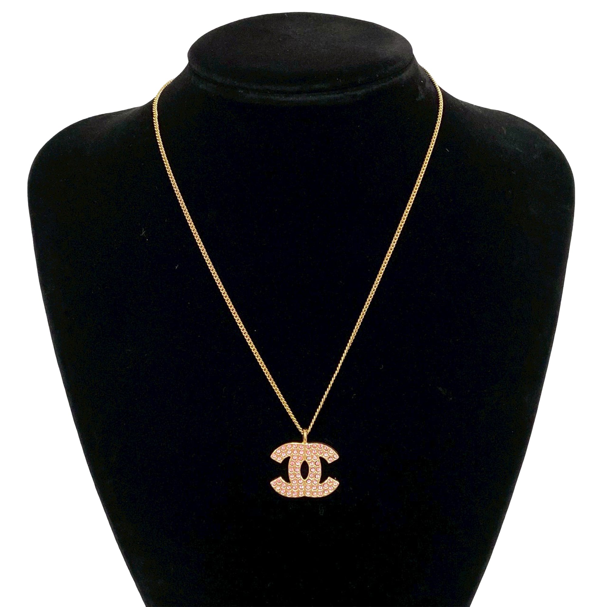 CC Gold Plated Rhinestone Pendant Necklace - Image 5