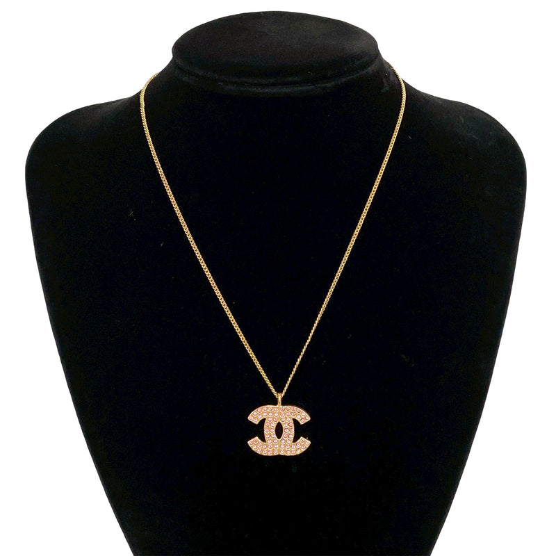 CC Gold Plated Rhinestone Pendant Necklace - Image 5