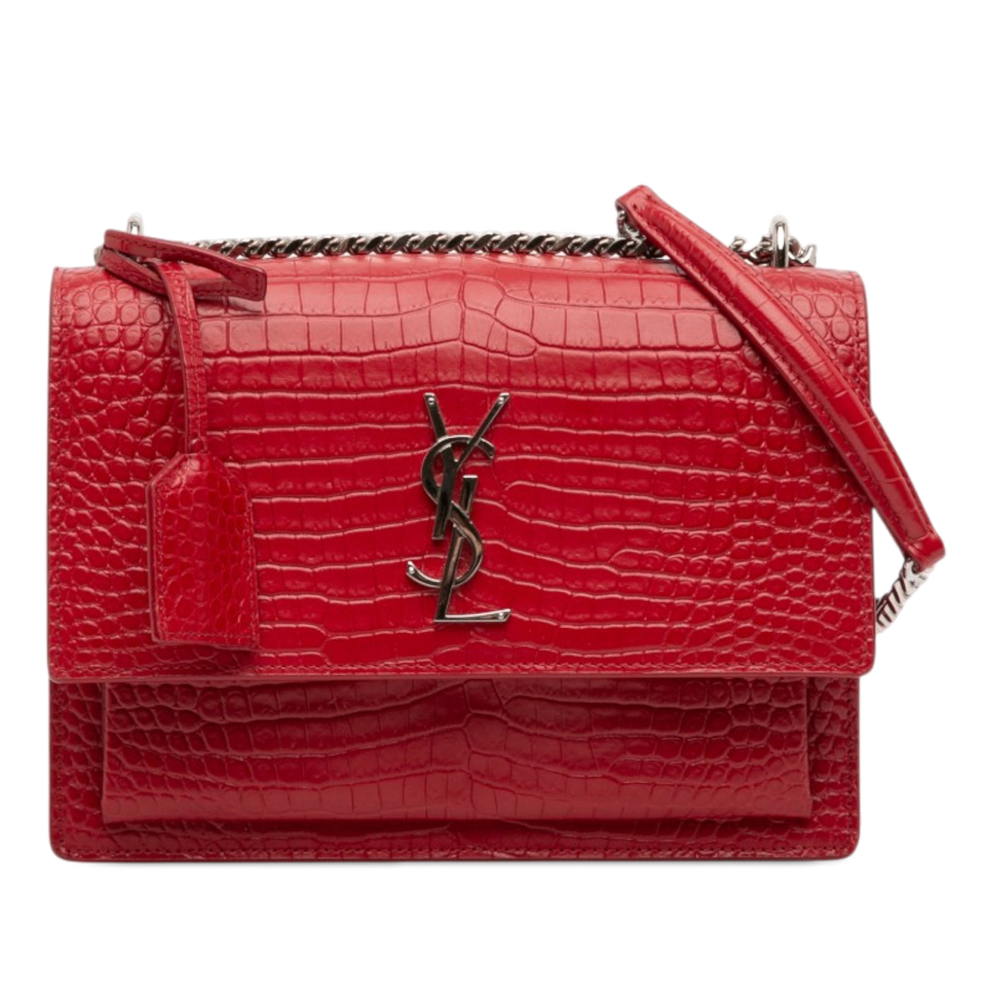 Medium Croc Embossed Leather Monogram Sunset Crossbody - Image 1